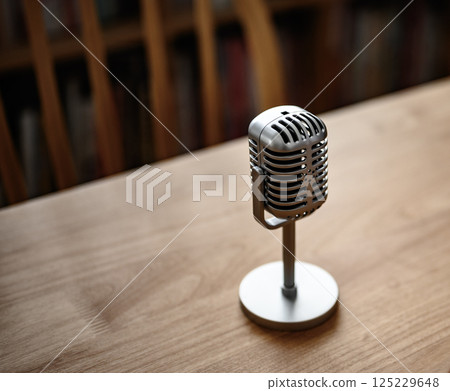 Microphone on desk Microphone on desk 125229648