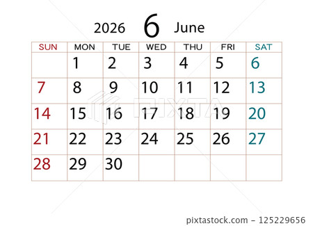 2026 Calendar June (2) 125229656