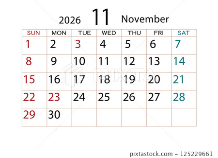 2026 Calendar November (2) 2026 Calendar November (2) 125229661