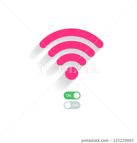 Wifi icon with on off toggle representing internet connectivity and network status Wifi icon with on off toggle representing internet connectivity and network status 125229883