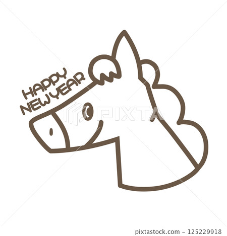 New Year's card with the zodiac sign: A simple illustration of a horse 125229918