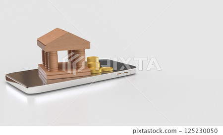 The Bank and coins for earn or Business concept 3d Rendering. 125230050