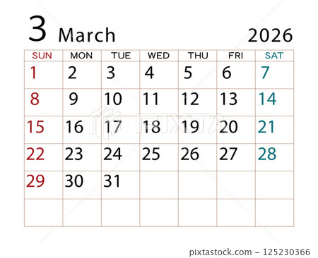 2026 Calendar March (2) 2026 Calendar March (2) 125230366