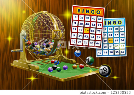 賓果遊戲（帶有賓果卡的 BINGO 圖像/插圖：3DCG） 125230533
