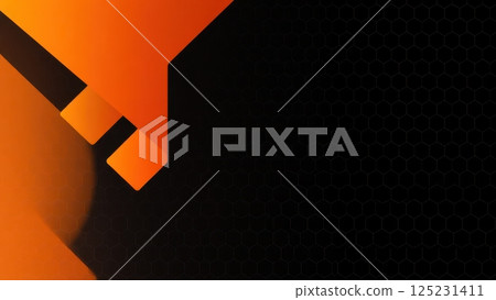 a black and orange background with a curved orange line, 125231411