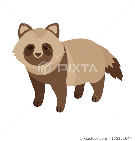 Illustration of a cute raccoon walking on all fours 125231644