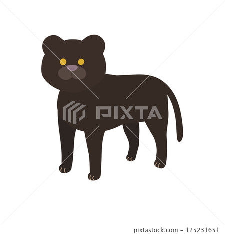 Illustration of a cute black panther walking on all fours 125231651