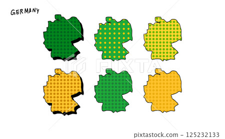 Hand drawn vector illustration of a map of Germany with dots 125232133