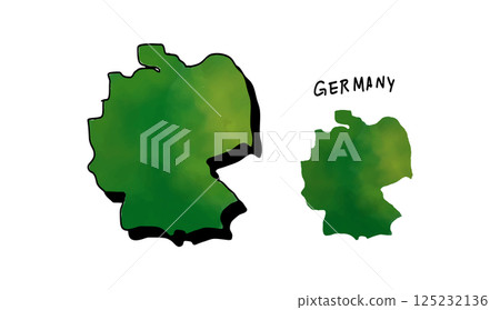 Vector illustration of a hand-drawn map of Germany painted in watercolor 125232136