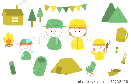 Camping illustration material set Camping illustration material set 125232438