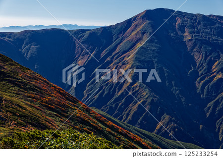 Mount Dainichi and the Nasu mountain range seen from the ridgeline of Mount Baikabirake in the Iide mountain range Mount Dainichi and the Nasu mountain range seen from the ridgeline of Mount Baikabirake in the Iide mountain range 125233254
