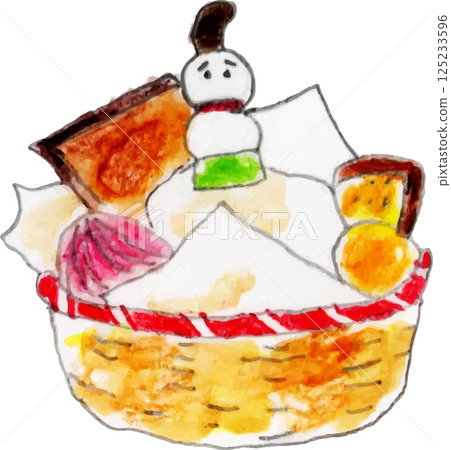 用色鉛筆繪製的聖誕蛋糕 125233596