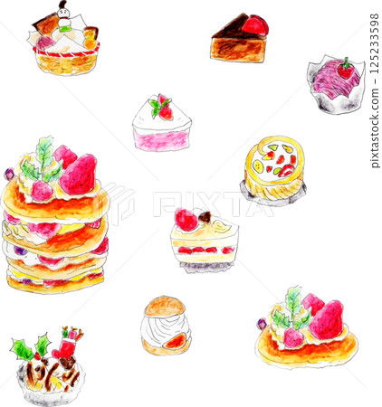 彩色蛋糕插畫 125233598