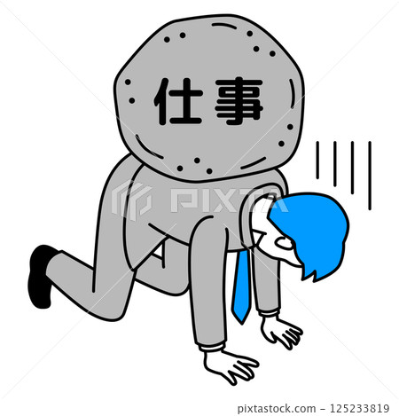 A man in a suit who is about to be crushed by the pressure of work A man in a suit who is about to be crushed by the pressure of work 125233819