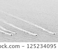 Monochrome Sea Pattern with Jet Ski Trails 125234095