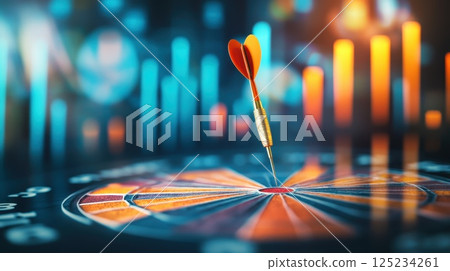 A red dart is flying towards a target 125234261