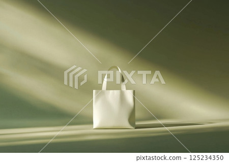Minimalist White Bag on Plain Background with Soft Lighting Effect 125234350