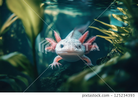 Hyper-realistic Close-up Portrait of a Beautiful Aquatic Creature in a Serene Underwater Environment 125234393