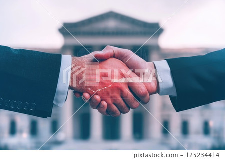 Business Professionals Shaking Hands Outdoors 125234414