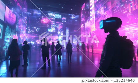 People wearing VR goggles 125234646