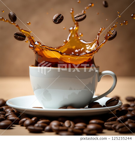 coffee splash in cup 125235244
