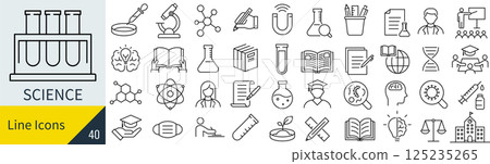 Science line icon set 125235265