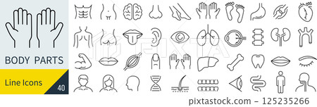 Line icon set related to the human body 125235266
