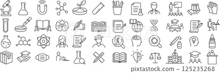 向量單色科學線圖示集 125235268