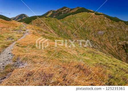Iide mountain range: Autumn foliage along the main ridgeline trail and Mt. Eboshi and Mt. Kitamata 125235361