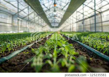 Modern Greenhouse Cultivation of Young Plants 125235561