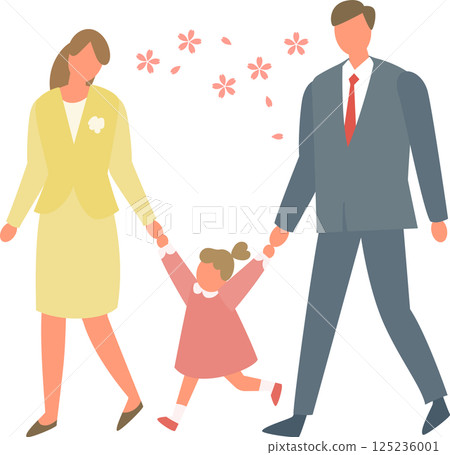 一家人帶著孩子穿著正式服裝 一家人帶著孩子穿著正式服裝 125236001