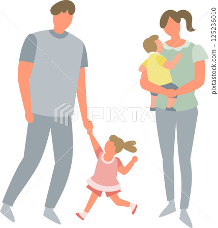 Family with children walking 125236010