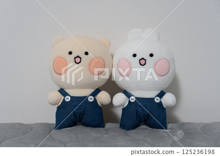 Bear and rabbit stuffed toys 125236198