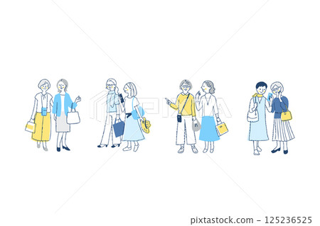 四位中老年婦女一起散步 125236525