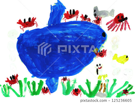 在色彩繽紛的大海中發現的一種小生物-翻車魚 在色彩繽紛的大海中發現的一種小生物-翻車魚 125236605