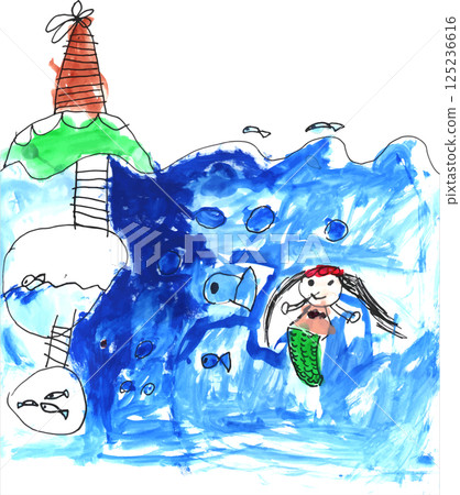 南島、大海和美人魚顏料 125236616