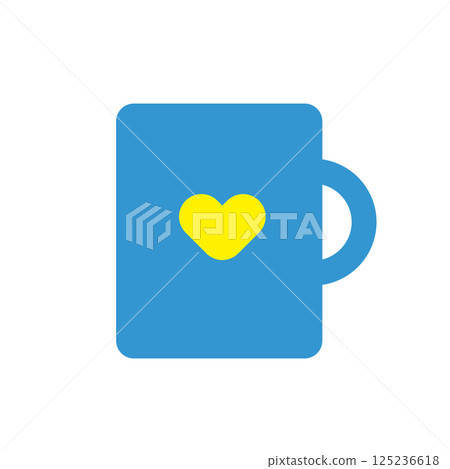 Father's Day gift - Vector illustration of a cute blue mug with yellow hearts 125236618