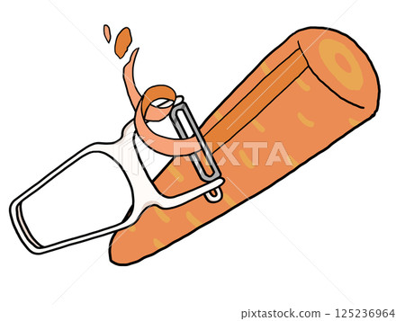 用削皮器削胡蘿蔔的插圖(肖像) 用削皮器削胡蘿蔔的插圖(肖像) 125236964