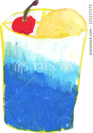 Cream soda parfait drawn with crayons 125237173