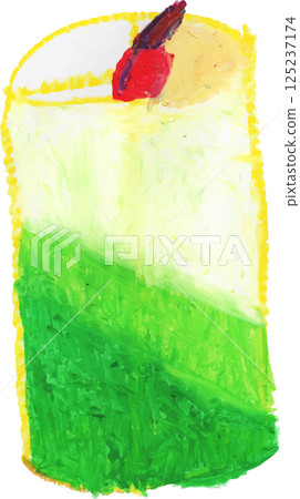Melon cream soda drawn with crayons 125237174