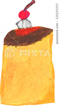 Crayon-drawn pudding parfait 125237257