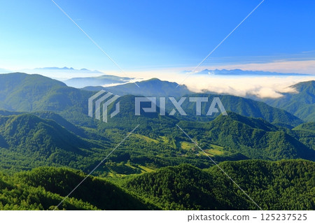 從美原遠眺八岳和南阿爾卑斯山脊 125237525