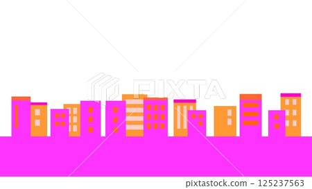 Cityscape, white background, pink, orange Cityscape, white background, pink, orange 125237563