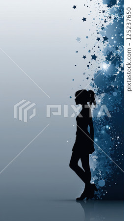Silhouette of woman with stars and planets in cosmic theme Silhouette of woman with stars and planets in cosmic theme 125237650