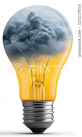 lightbulb with storm inside symbolizes chaotic ideas 125237653