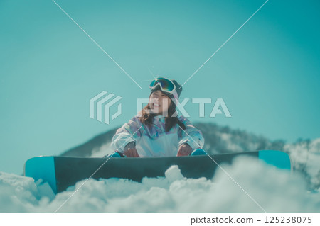 滑雪者 滑雪板 女生 125238075