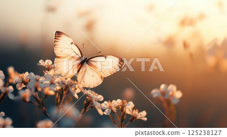 A butterfly is sitting on a flower 125238127