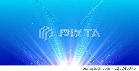 Abstract light blue background with light rays glowing beam light blue effect. 125240370