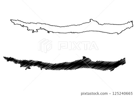 Lake Fagnano (South America, Argentine Republic, Argentina, Chile, Patagonia) map vector illustration, scribble sketch Lago Cami map Lake Fagnano (South America, Argentine Republic, Argentina, Chile, Patagonia) map vector illustration, scribble sketch Lago Cami map 125240665