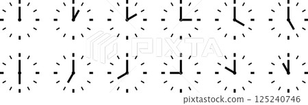 Analog clock hourly illustration icon set without frame 125240746